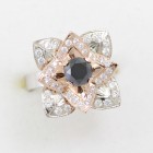 Prsten květ s černým diamantem