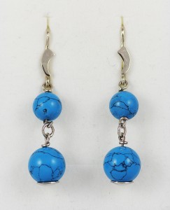 Visací náušnice s tyrkys